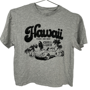 Hawaii‎ Beetle Surf Gray Cropped Top Medium